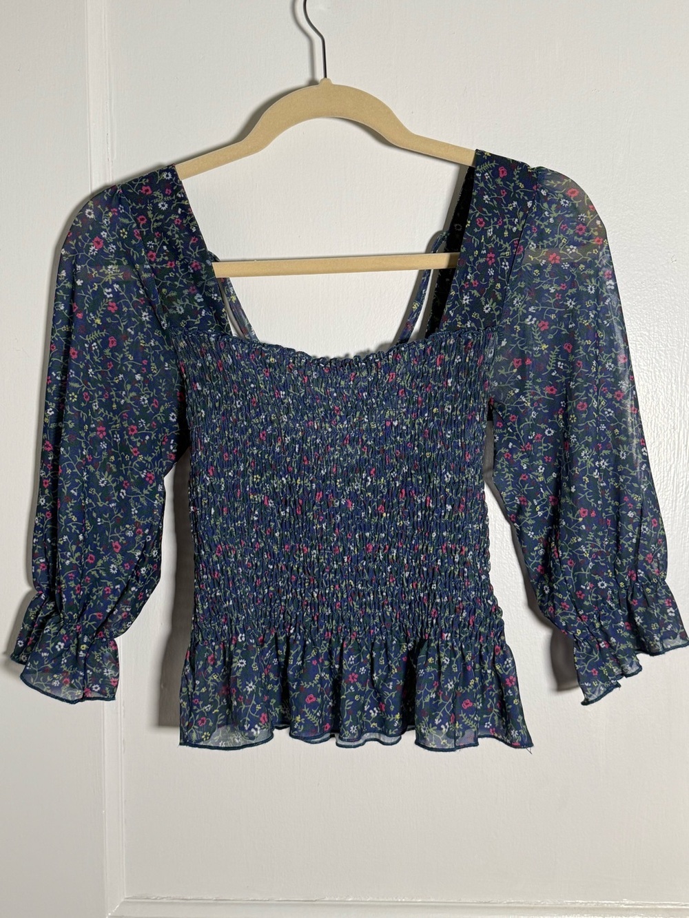 Topshop Smocked Square-Neck Blouse